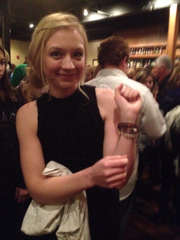 Emily wearing one of our wrist bands